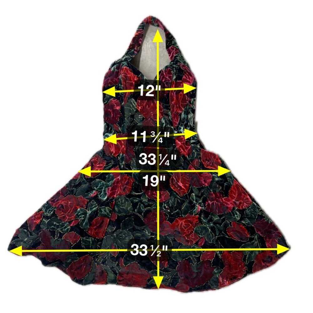 Vintage Velvet Floral Halter Dress Y2K Rampage USA Size 5 Black Red Formal Party - Picture 8 of 8